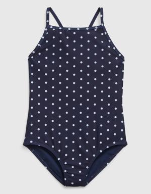 Kids Recycled Print Swim One-Piece blue