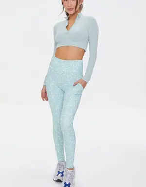 Forever 21 Active Speckled Print Leggings Mint/Jade