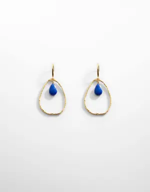 Hoop earrings with irregular stone 