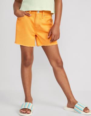 High-Waisted Frayed-Hem Jean Shorts for Girls yellow