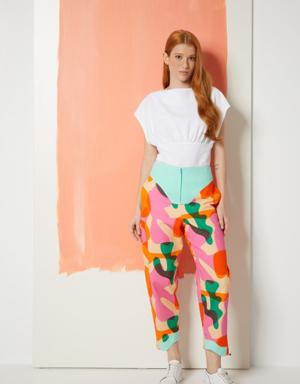Cotton Fuchsia Trousers With Bodice Detail Pattern