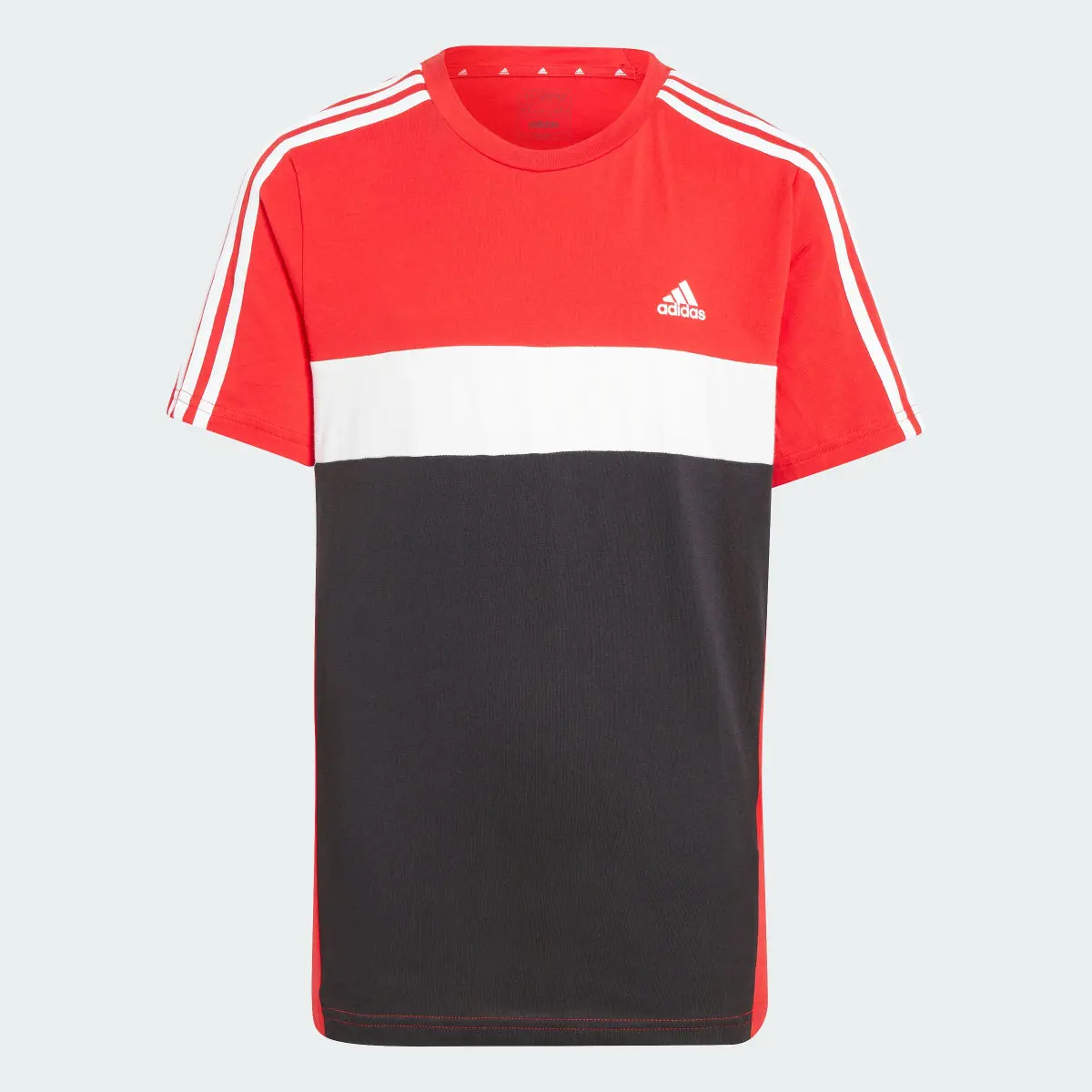 Adidas Playera Tiberio 3 Franjas Colorblock de Algodón para Niños. 3