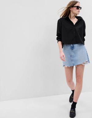 Organic Cotton Cropped Shirt black