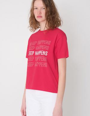 Sleep Happens Baskılı T-shirt