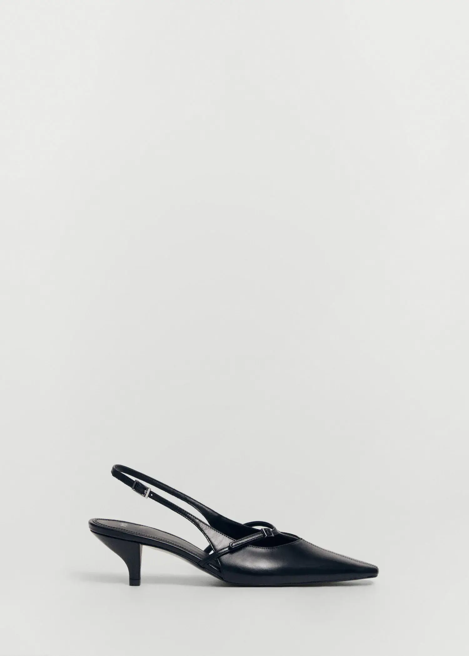 Mango Leather heeled slingback shoes with buckles. 2