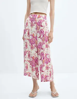 Oriental print culotte trousers