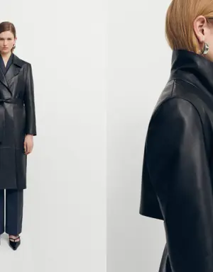 100% leather trench coat