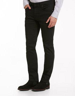 Siyah Dinamik Fit Düz Pamuklu 5 Cep Kot Pantolon