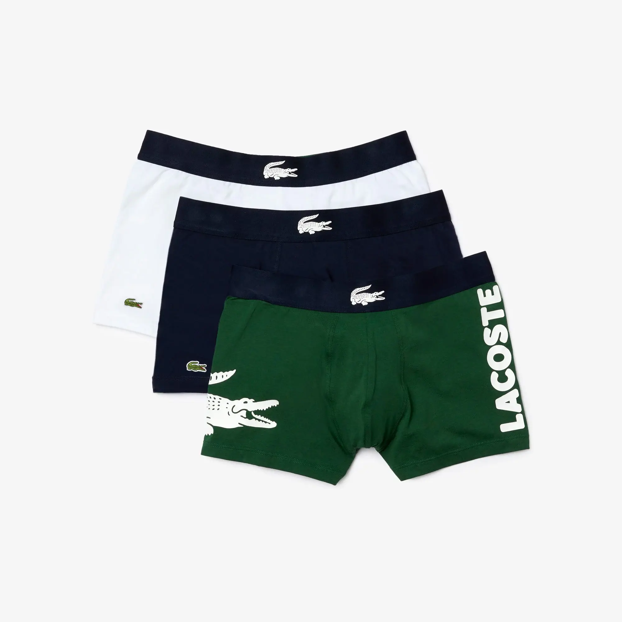 Lacoste Lot de 3 boxers courts dépareillés en coton stretch. 2 Lacoste Lot de 3 boxers courts dépareillés en coton stretch. 2