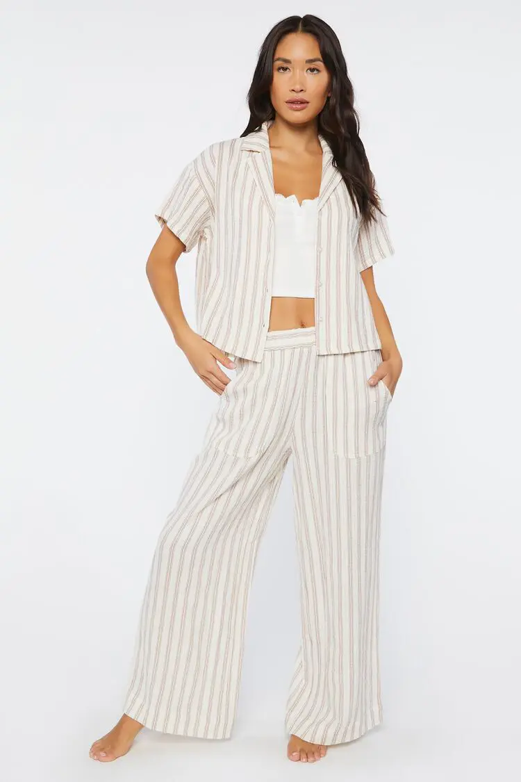 Forever 21 Forever 21 Striped High Rise Pajama Pants White/Multi. 1