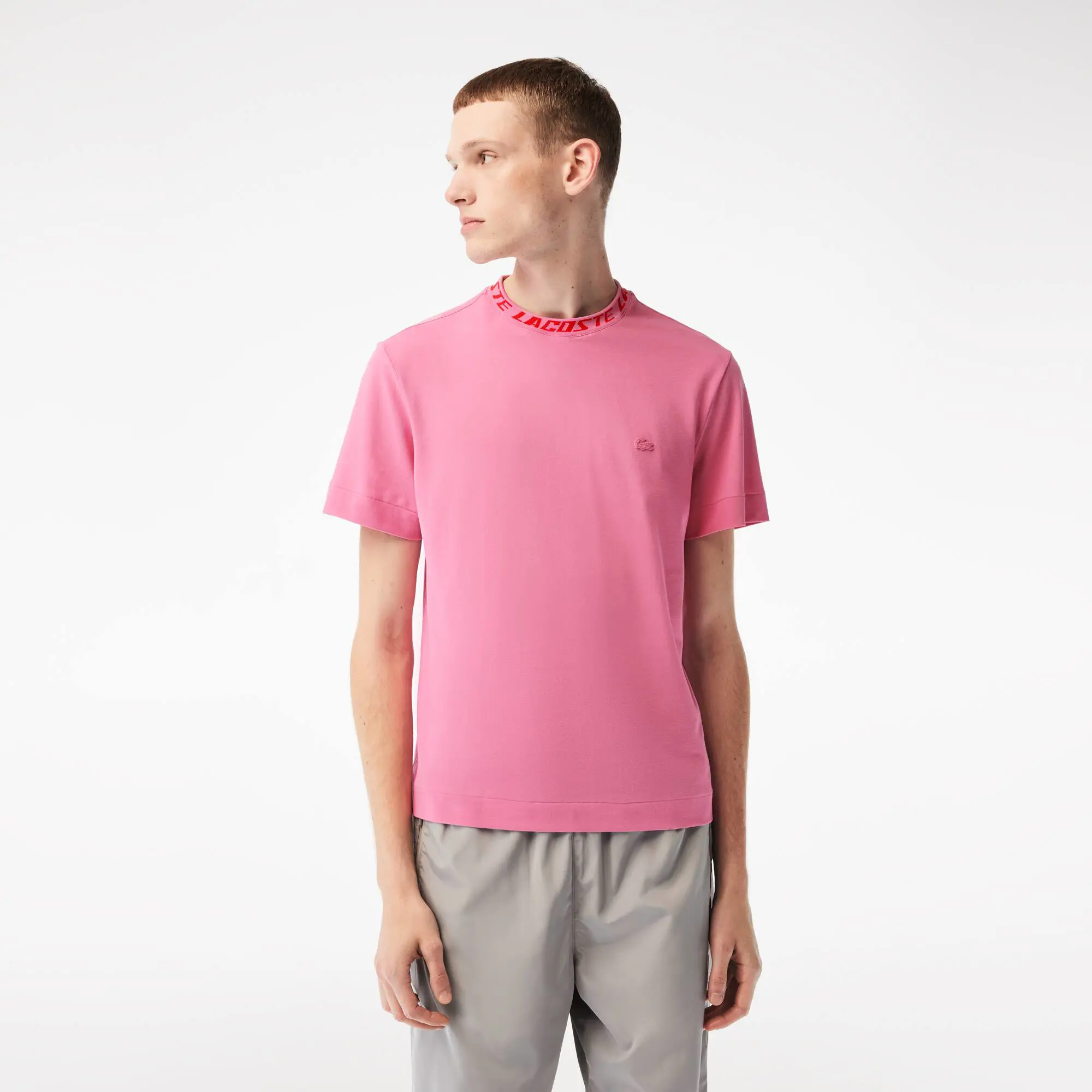 Lacoste Men's Regular Fit Branded Collar T-Shirt. 1