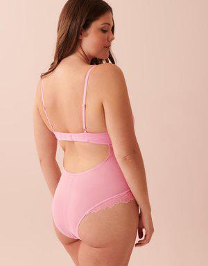 Lace and Mesh Open Back Teddy