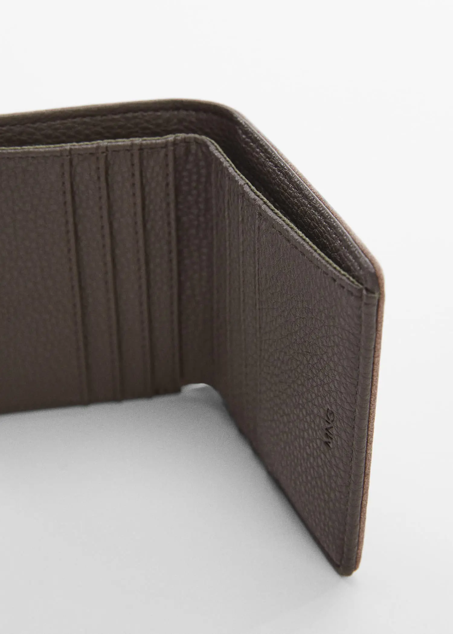 Mango Anti-contactless wallet. a close-up view of the inside of a wallet. 