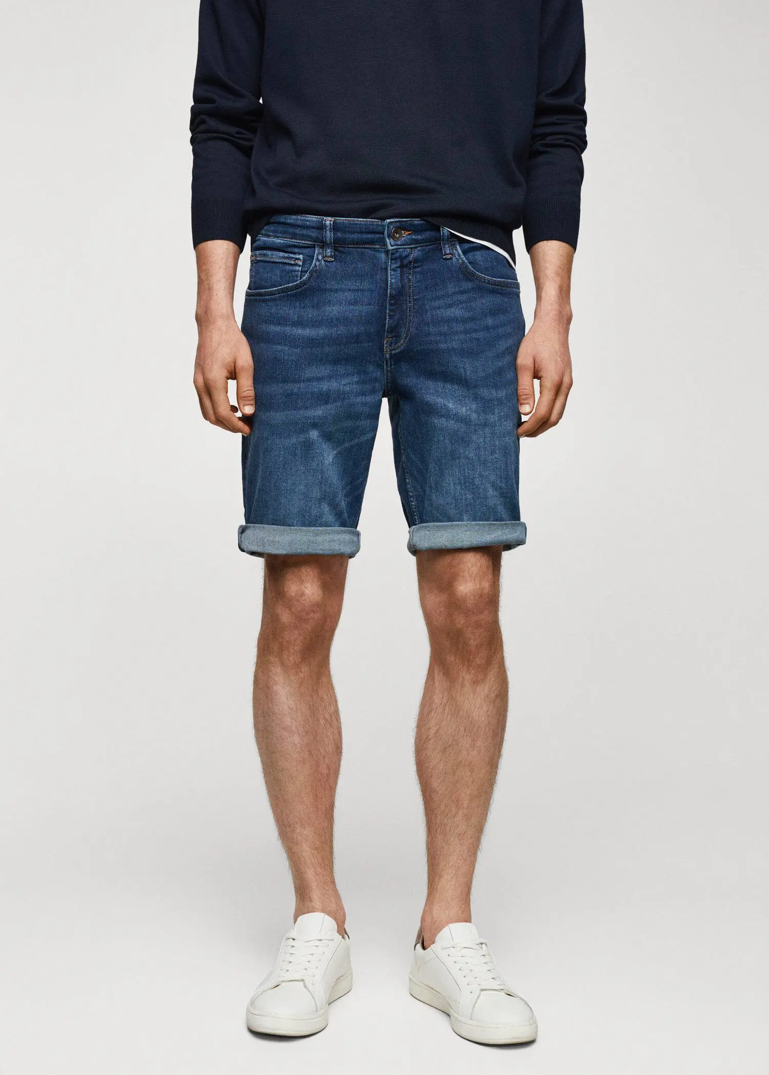 Mango Slim-fit denim bermuda shorts. 1