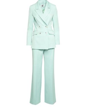 Double Breasted Button Detailed Mint Suit