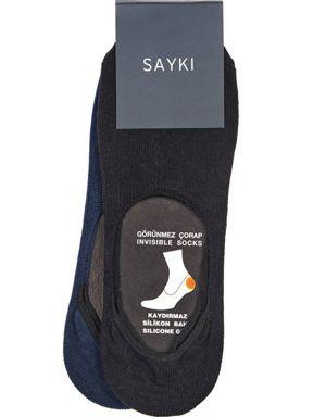 Siyah - Lacivert Pamuklu İkili Babet Çorap