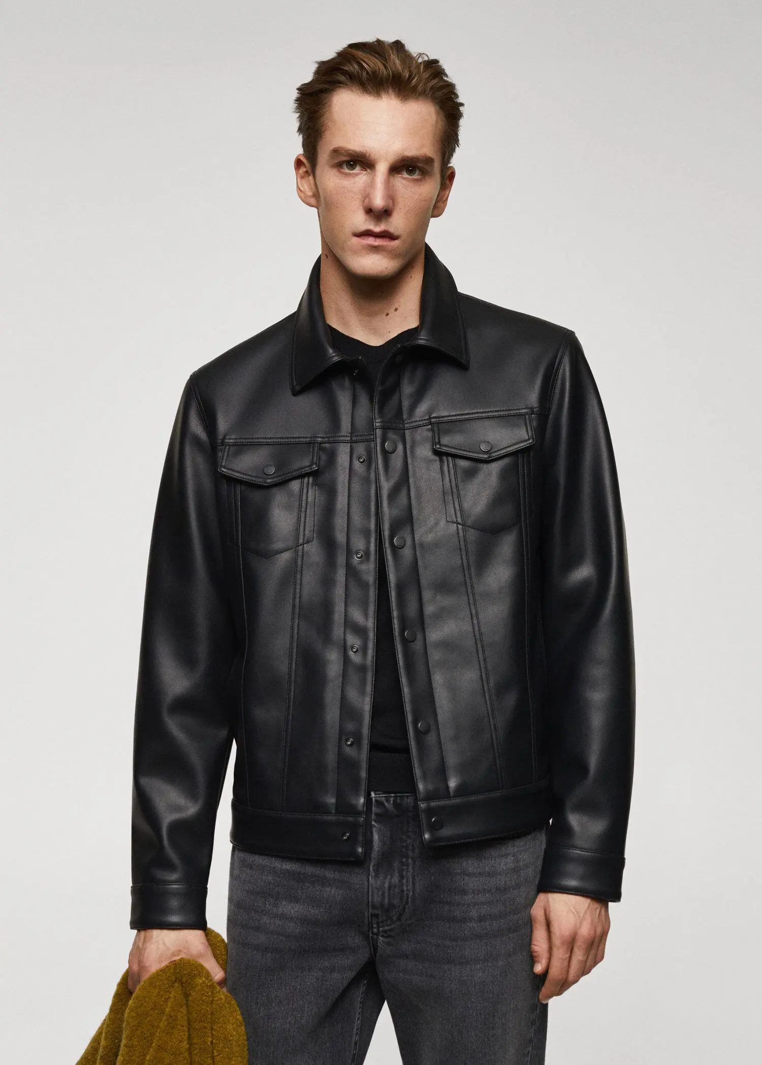 Mango Faux leather jacket with pockets. 1