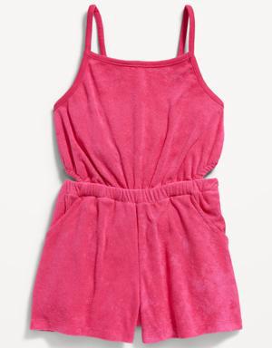 Loop-Terry Side-Cutout Cami Romper for Girls pink