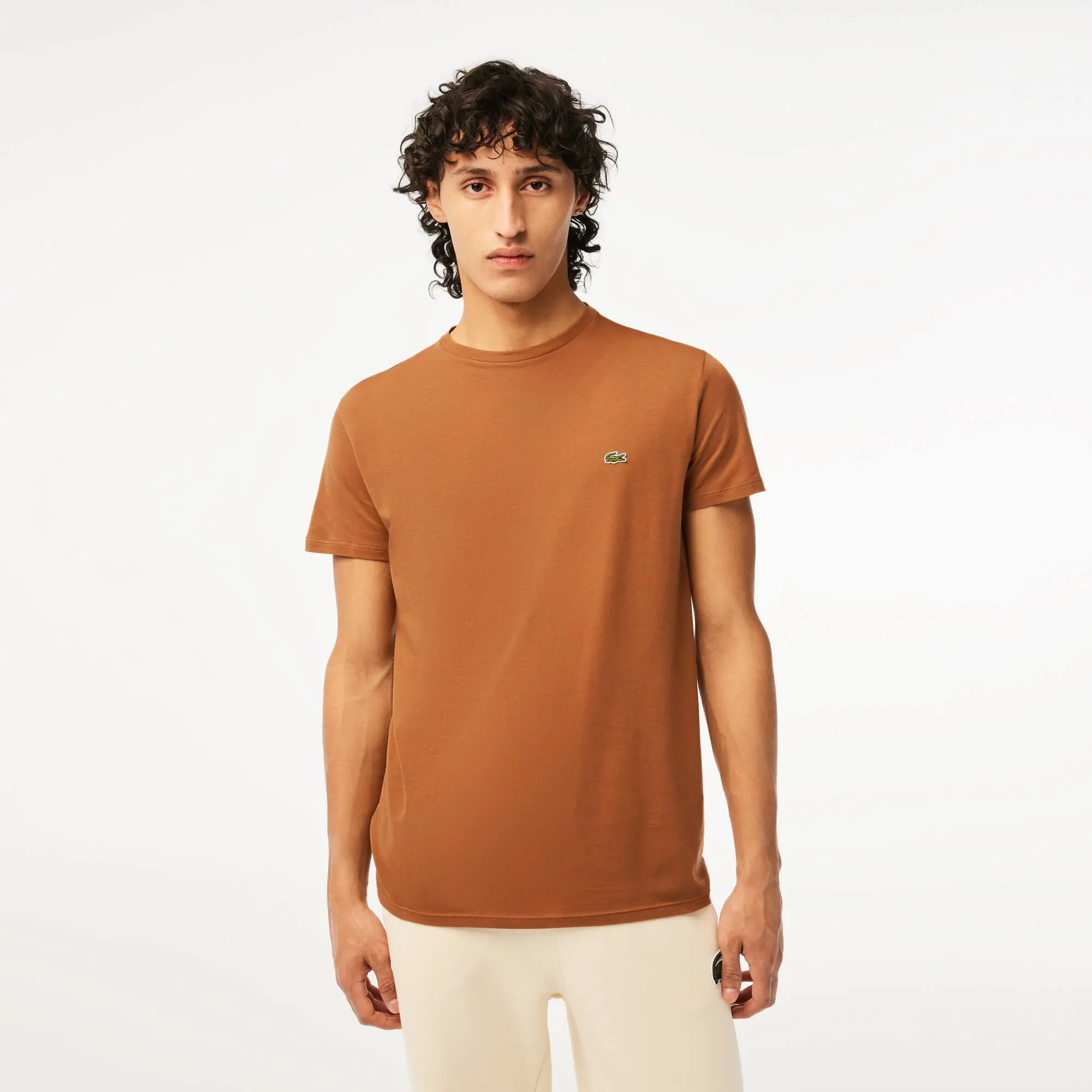 Lacoste T-shirt decote redondo em jersey de algodão pima unicolor. 1