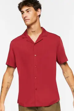 Forever 21 Forever 21 Cuban Collar Shirt Burgundy. 2