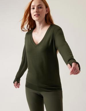 Athleta Sunrise V&#45Neck Sweatshirt green