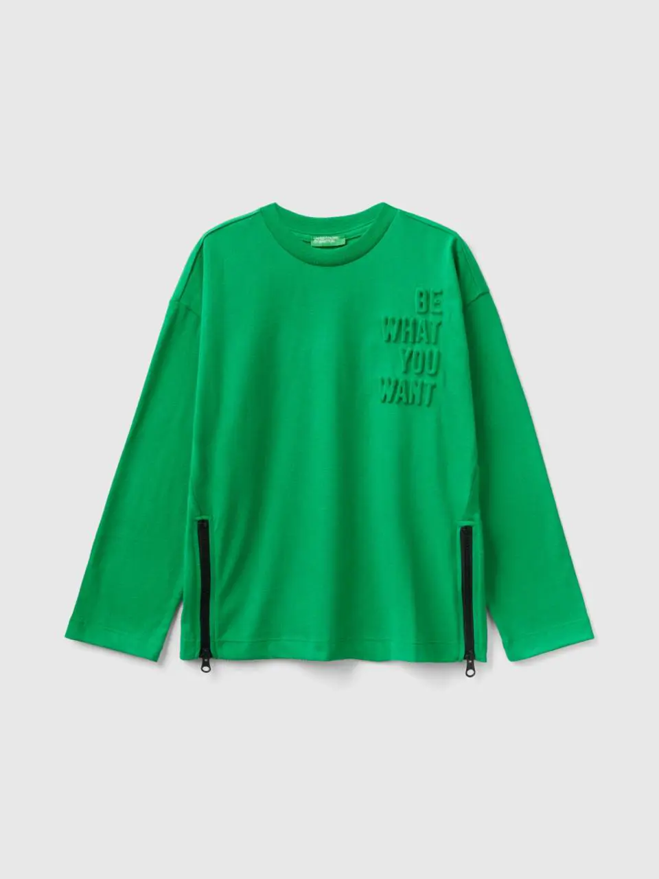 Benetton oversized fit sweatshirt with embossed print. 1