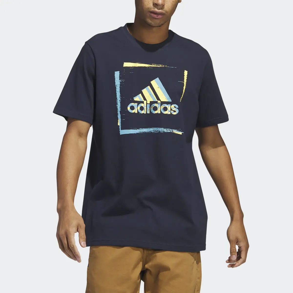 Adidas Two-Tone Stencil Short Sleeve Graphic Tee. 1