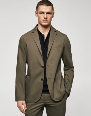 Mango Slim fit cotton suit blazer