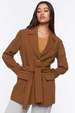 Forever 21 Forever 21 Belted Notched Blazer Almond. 2