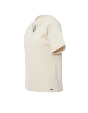 Beige Tshirt with Embroidered Collar