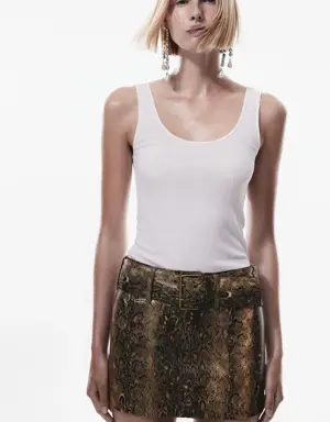 Animal-print mini-skirt with belt