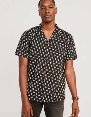 Short-Sleeve Printed Camp Shirt for Men black
