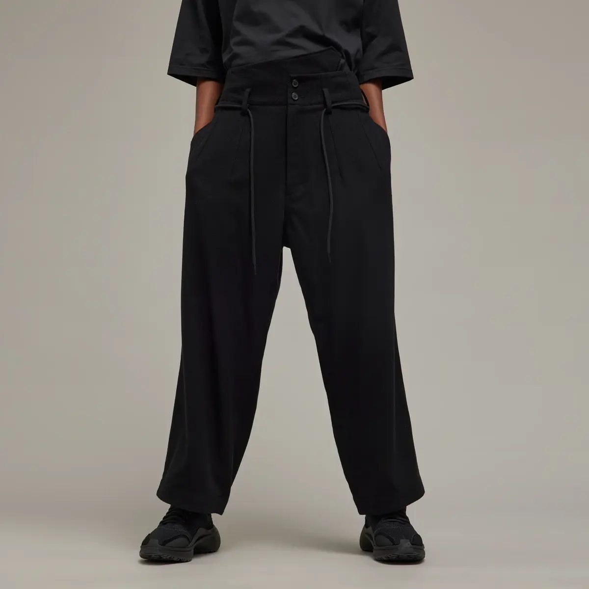 Adidas Y-3 Wool Flannel Wide-Leg Pants. 1