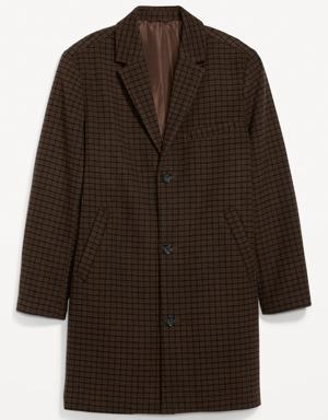 Soft-Brushed Plaid Button-Front Topcoat for Men multi