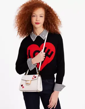 Katy Heart Embellished Small Top-handle Bag