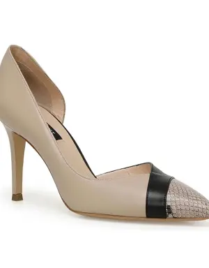 NELA 3PR Krem Kadın Topuklu Ayakkabı