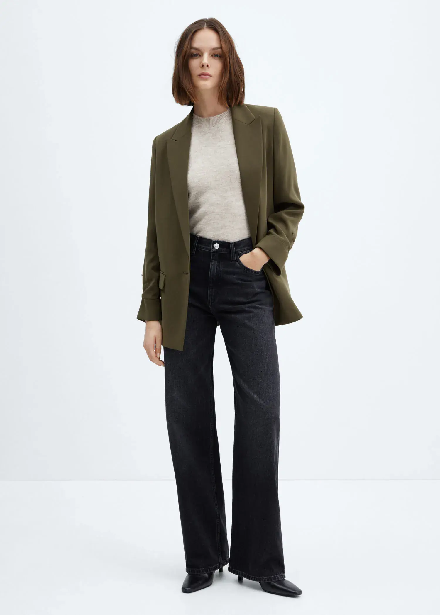 Mango Tailored jacket with turn-down sleeves . 2
