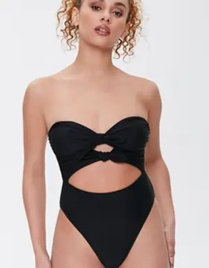 Forever 21 Bow Cutout One Piece Swimsuit Black