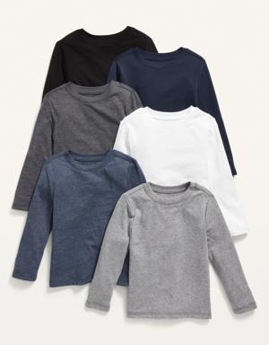 Unisex Long-Sleeve T-Shirt 6-Pack for Toddlers multi