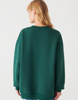 Berlin Baskılı Yeşil Sweatshirt