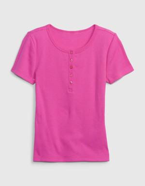 Kids Rib Henley T-Shirt pink