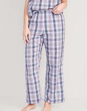 High-Waisted Striped Pajama Pants for Women purple