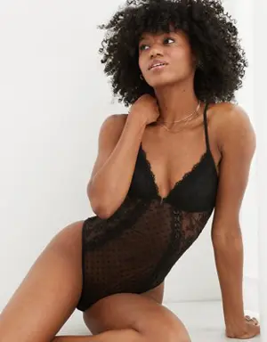 Show Off Park Picnic Lace Plunge Bodysuit