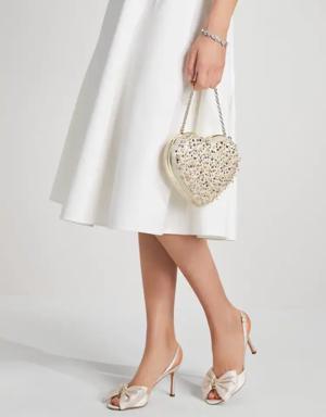 Bridal Embellished 3d Heart Clutch