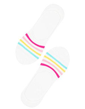Beyaz Kız Çocuk Çok Renkli Çizgili Babet Çorap