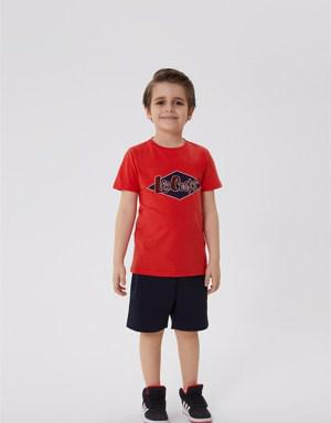 Logons Erkek Çocuk Bisiklet Yaka T-Shirt Canli Kırmızı