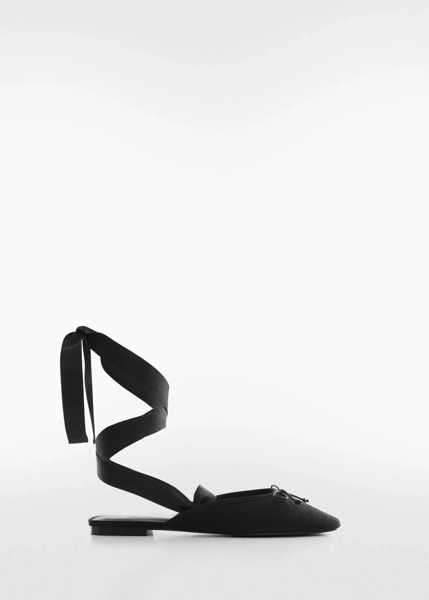 Mango Lace-up ballerinas. a black and white photo of a black strap. 