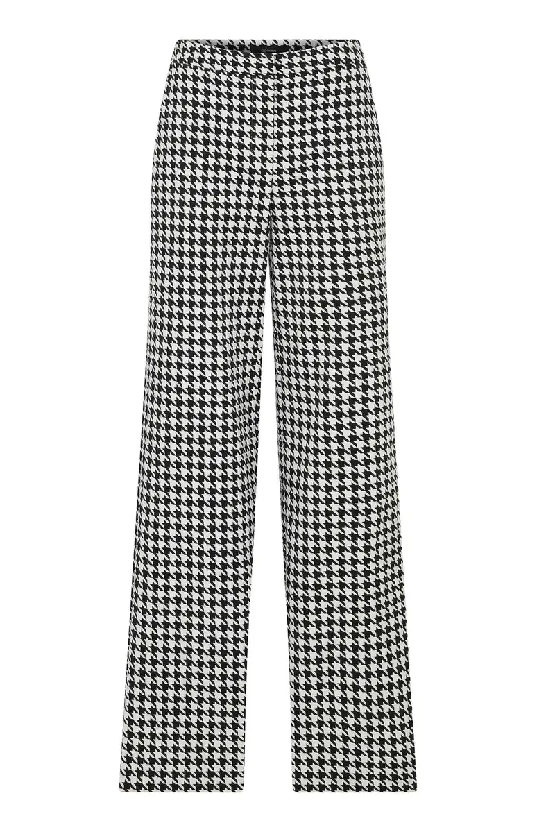 Roman Crow's Foot Patterned Wide Leg Trousers - 2 / BLACK-WHITE. 1