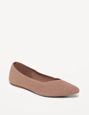 Textured-Knit Pointy-Toe Ballet Flats for Women