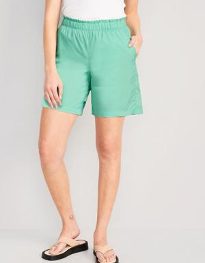 Old Navy High-Waisted Poplin Pull-On Shorts for Women -- 5-inch inseam green